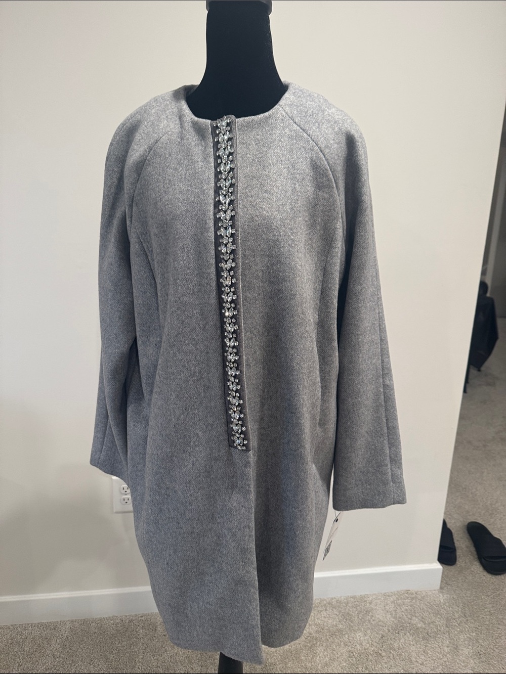 Liz Claiborne Gray Embellished Front Coat